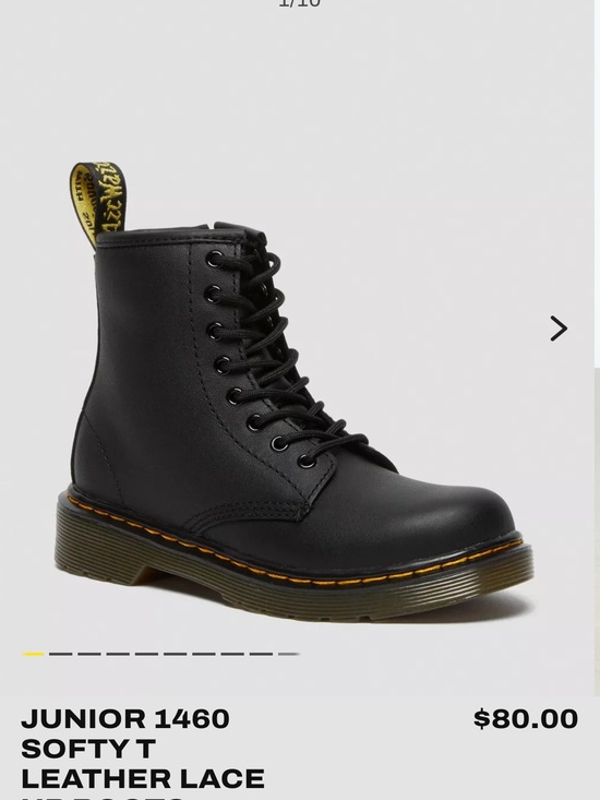 Dr. Martens Other - Dr. Martens Kids Black Leather 8-Eye Lace-Up Boot with Yellow Stitching